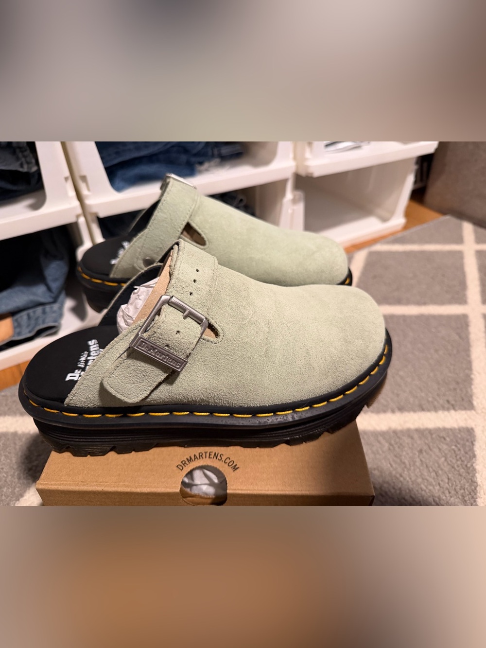 Dr. Martens Zebag Suede Green Buckle Clog